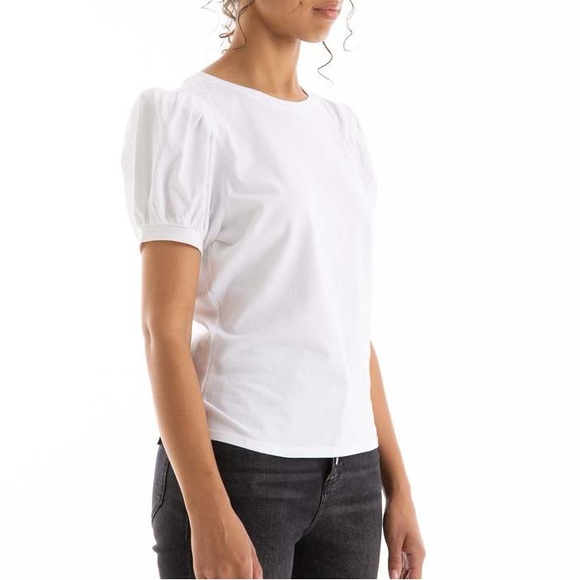 NWT Paige White Matcha Puff Sleeve T Size M - Picture 3 of 7